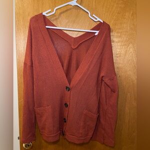 Burnt orange and brown buttoned cardigan